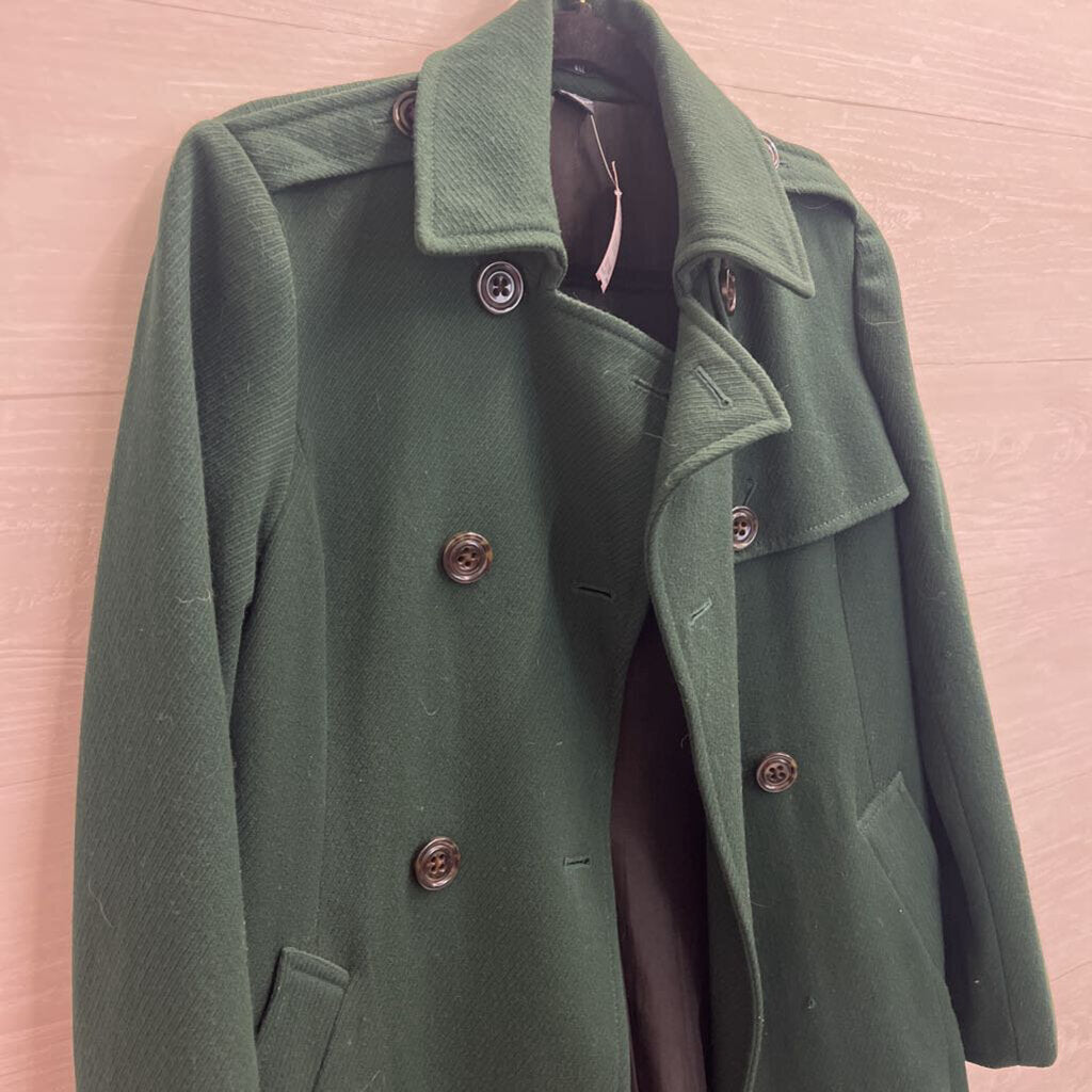 Gap Green Double Breasted Long Jacket Small