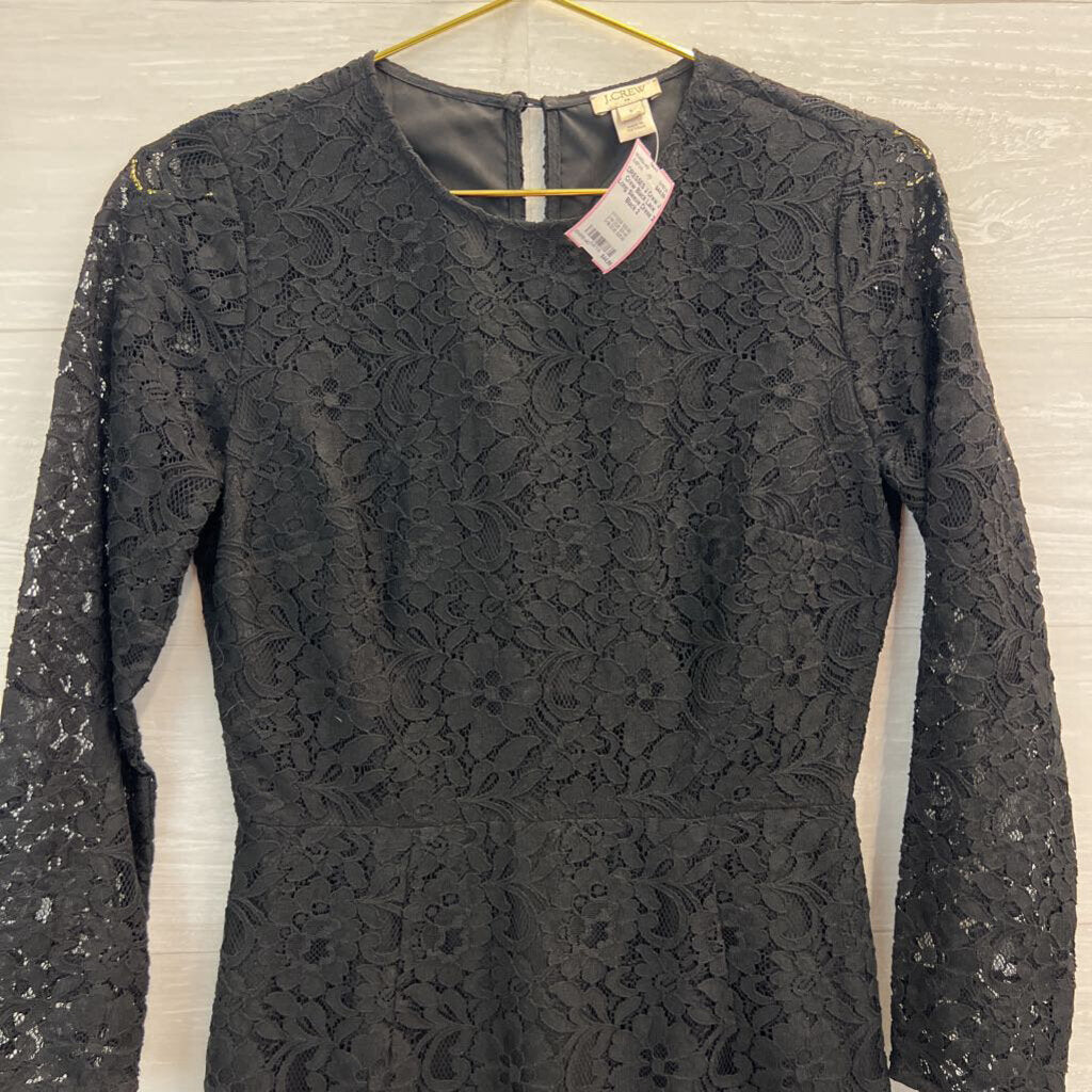 J Crew Black Lace Long Sleeve Dress 2