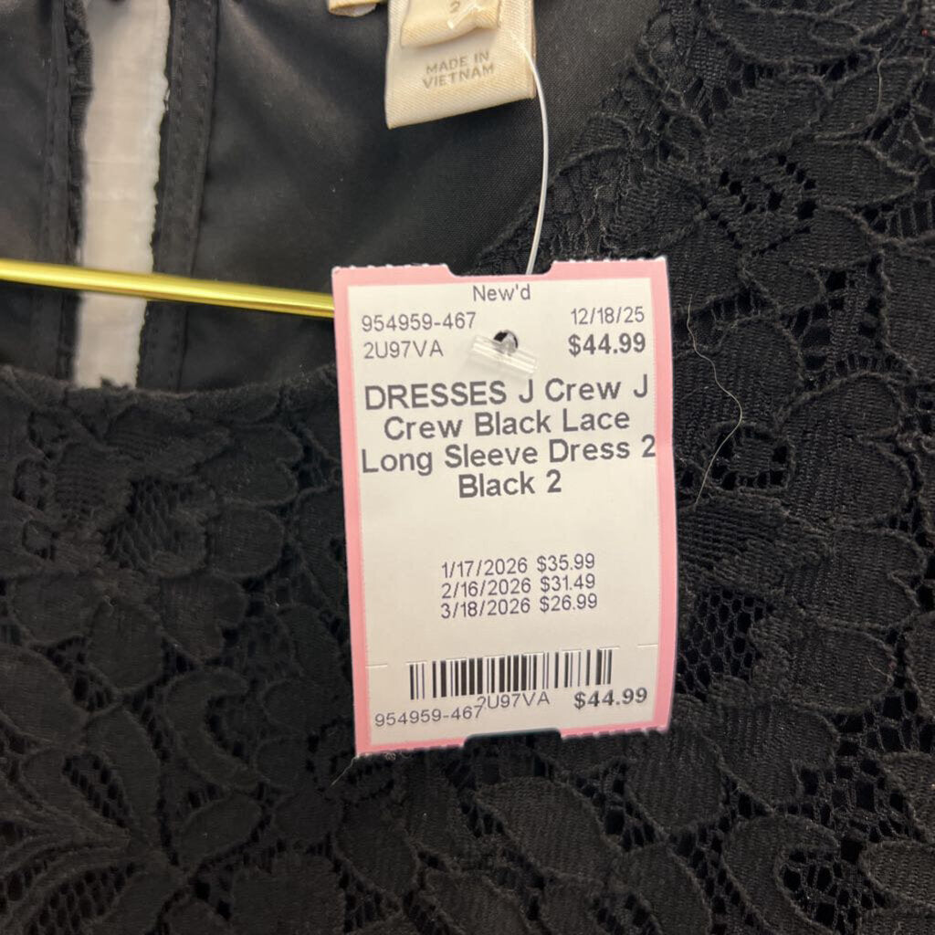 J Crew Black Lace Long Sleeve Dress 2