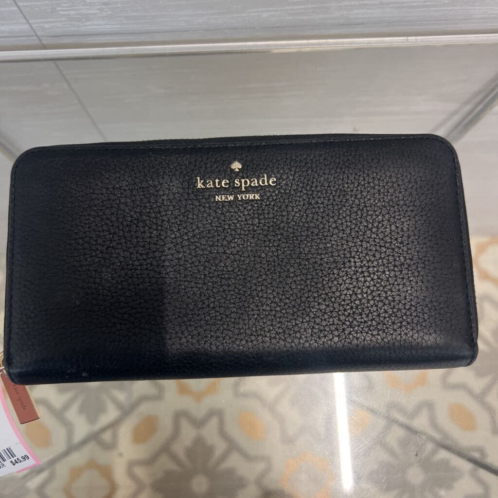 Kate Spade Black Leather Leila Large Continental Wallet