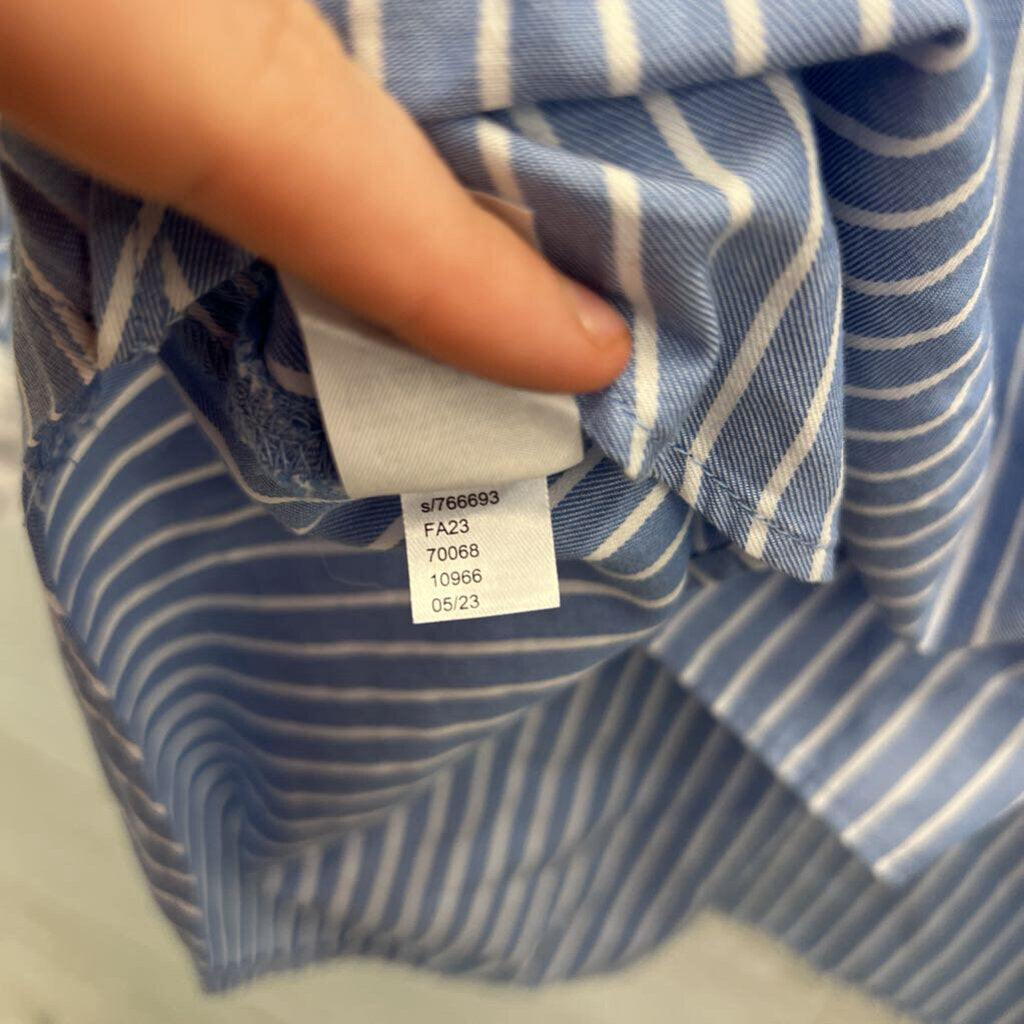 Loft Blue/ White Striped Long Sleeve Button Down Top Extra Large