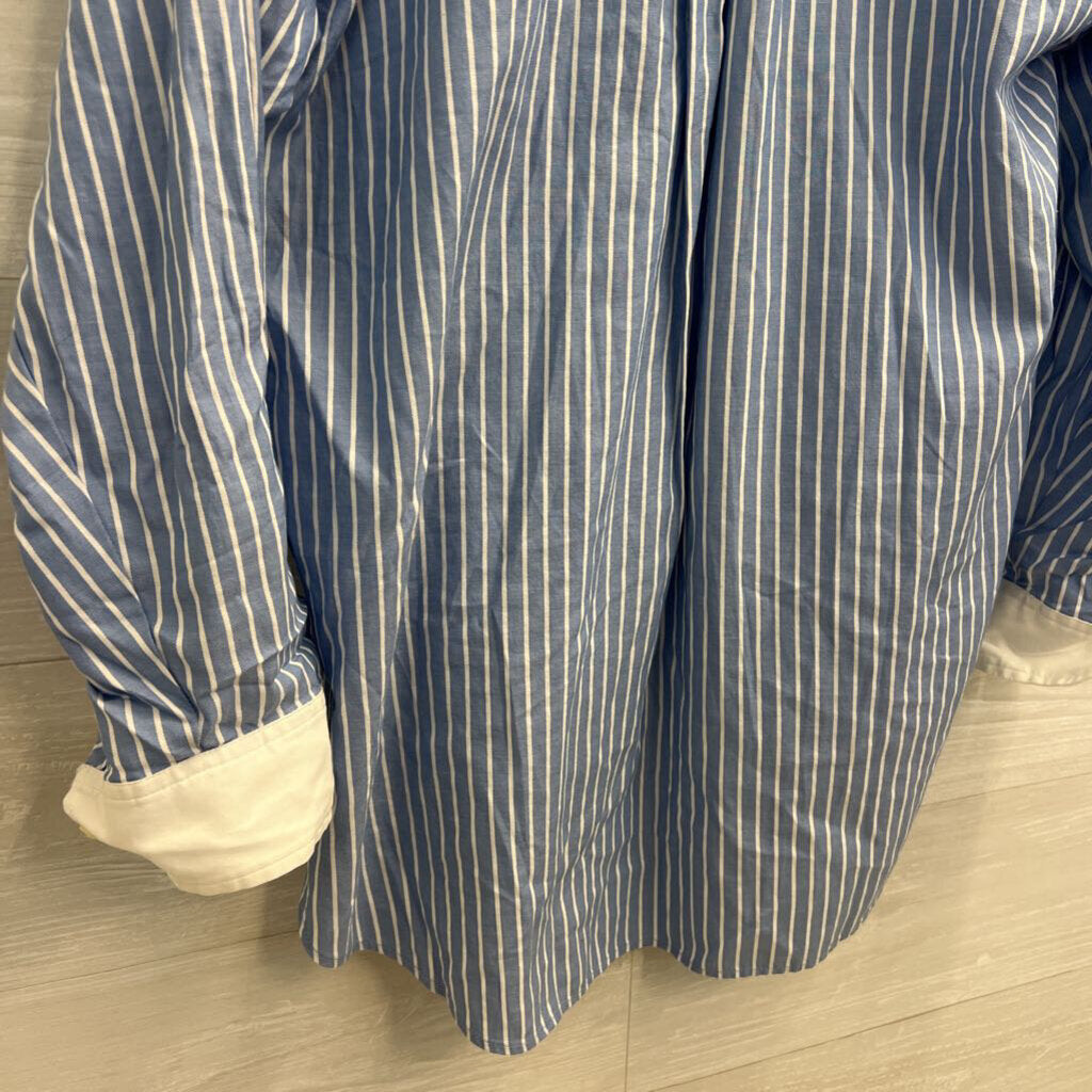 Loft Blue/ White Striped Long Sleeve Button Down Top Extra Large