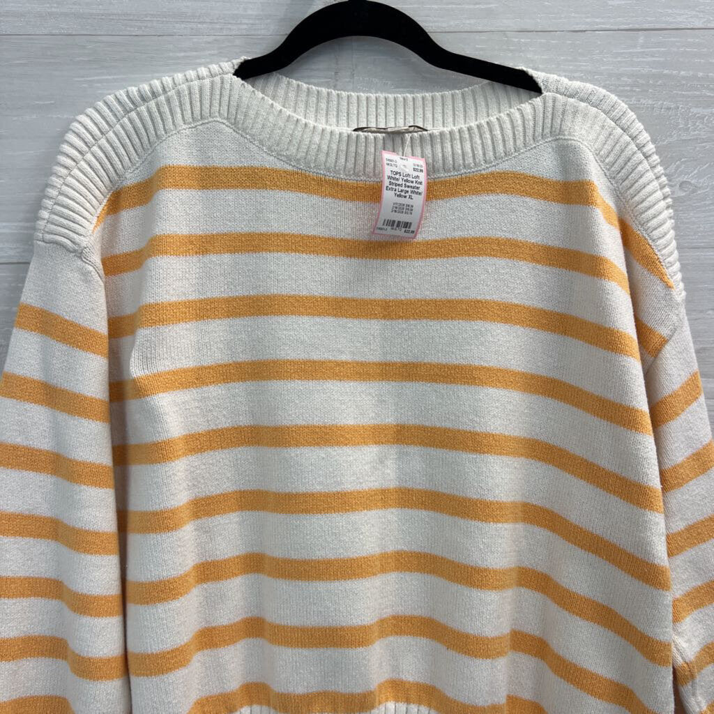 Loft White/ Yellow Knit Striped Sweater Extra Large