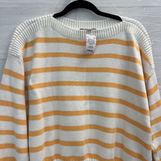 Loft White/ Yellow Knit Striped Sweater Extra Large