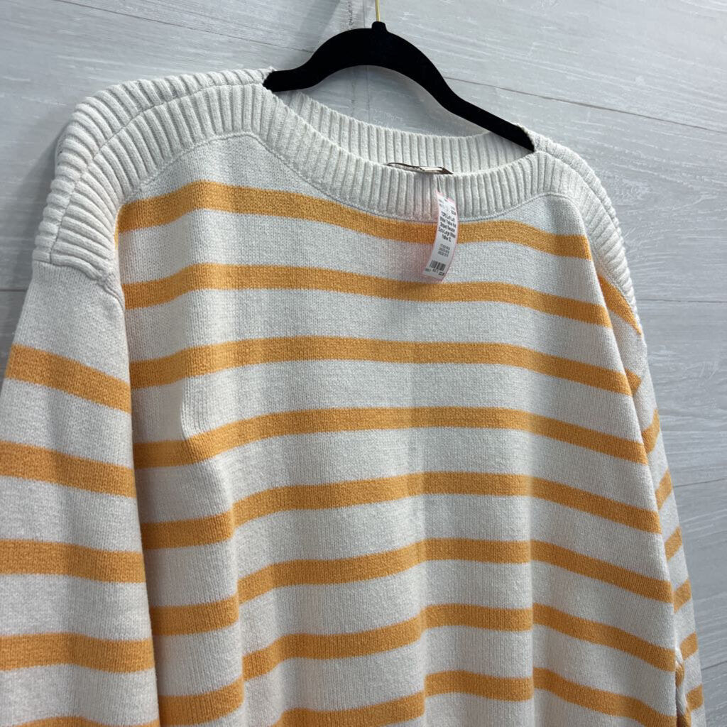 Loft White/ Yellow Knit Striped Sweater Extra Large