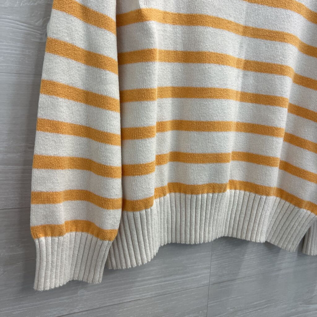Loft White/ Yellow Knit Striped Sweater Extra Large