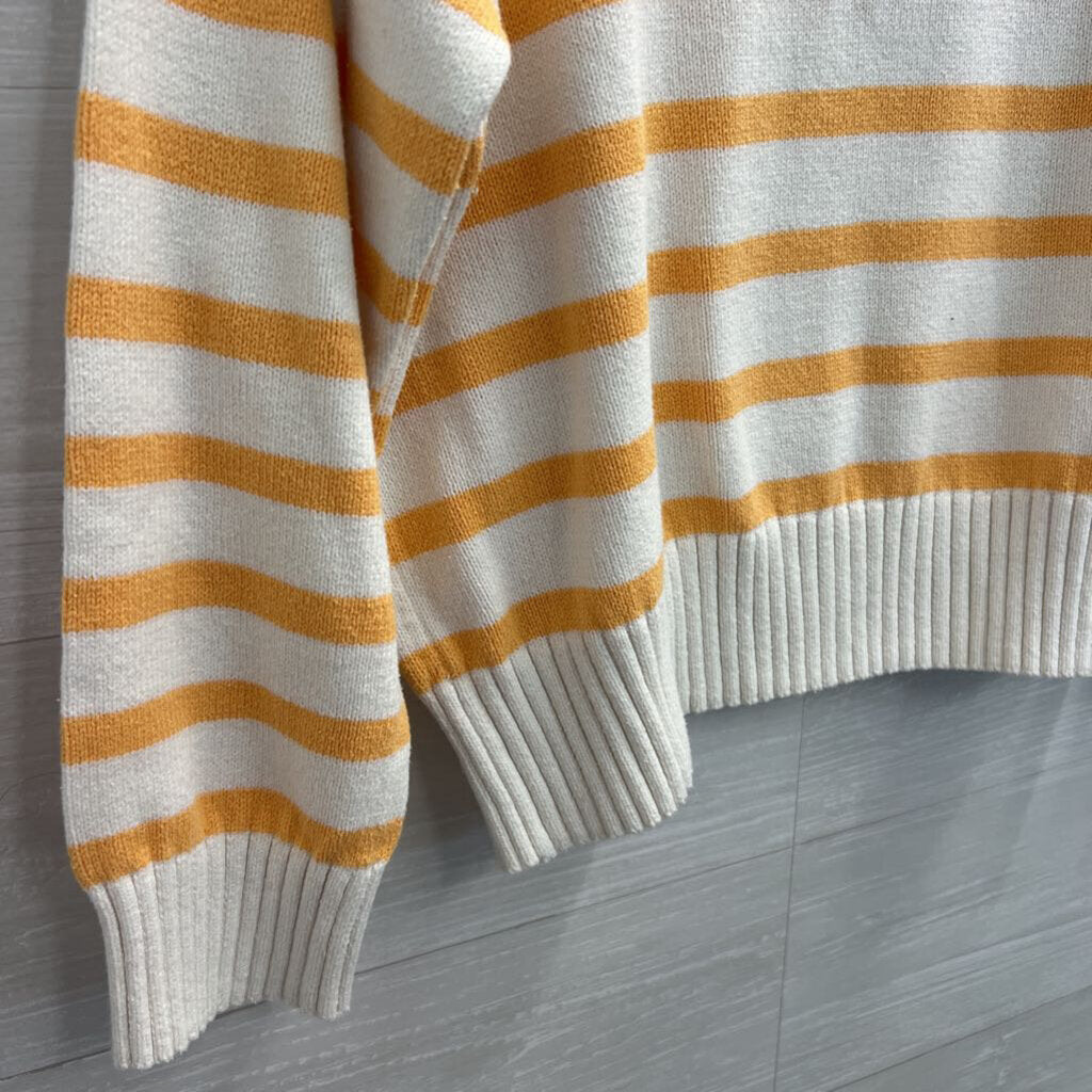 Loft White/ Yellow Knit Striped Sweater Extra Large