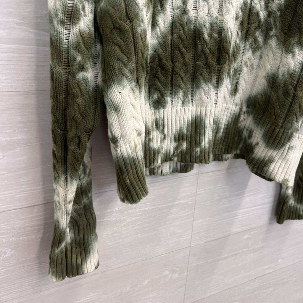 Kut from the Kloth Green/ White Tie Dye Cable Knit Sweater Extra Large