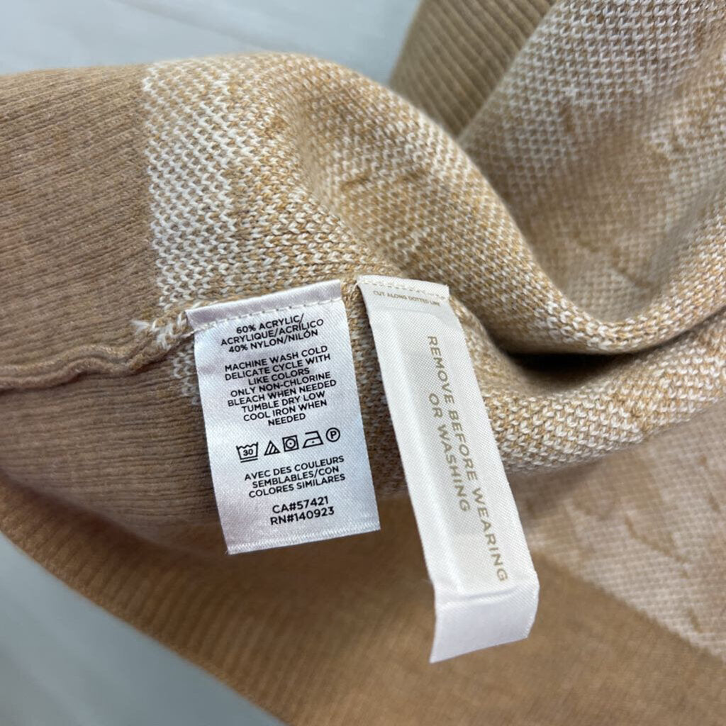 Loft Brown/ White Knit Houndstooth Open Front Cardigan Extra Large