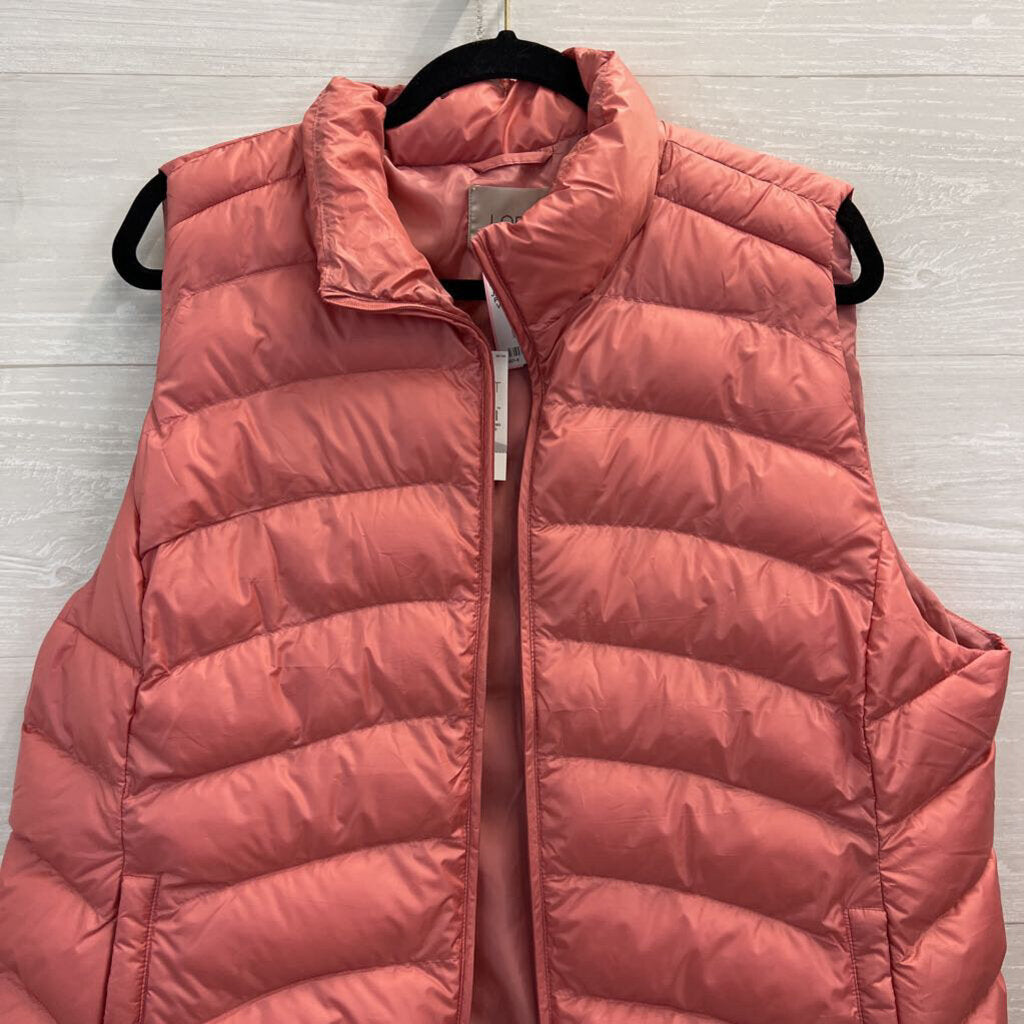Loft Pink Puffer Zip Up Vest Extra Large