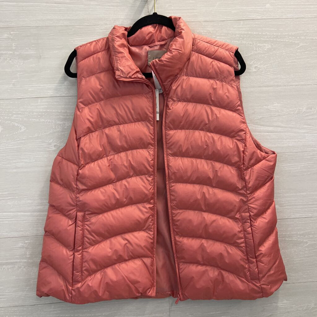 Loft Pink Puffer Zip Up Vest Extra Large