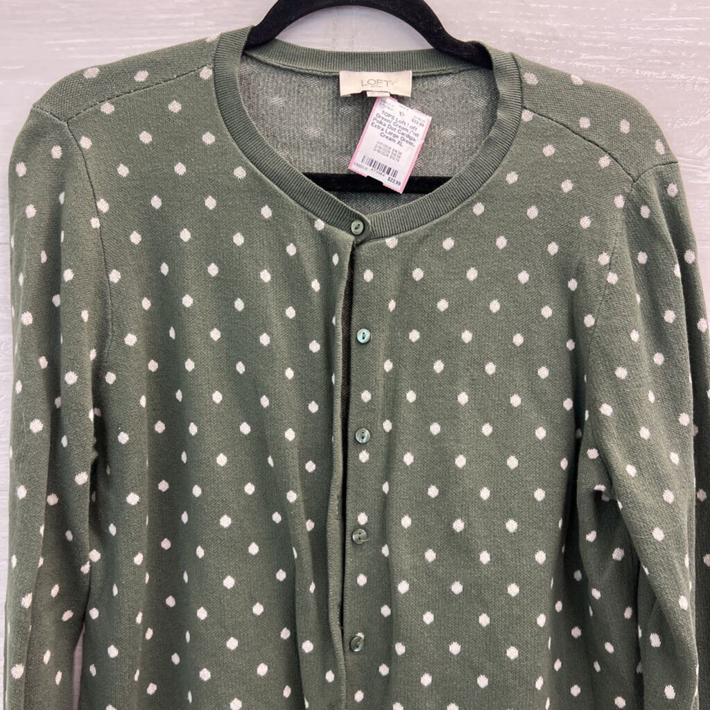 Loft Green/ Cream Knit Polka Dot Cardigan Extra Large