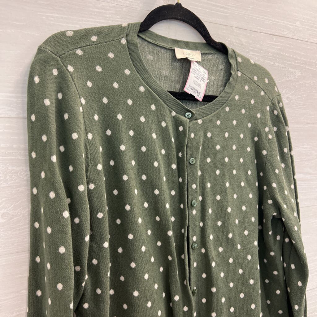 Loft Green/ Cream Knit Polka Dot Cardigan Extra Large