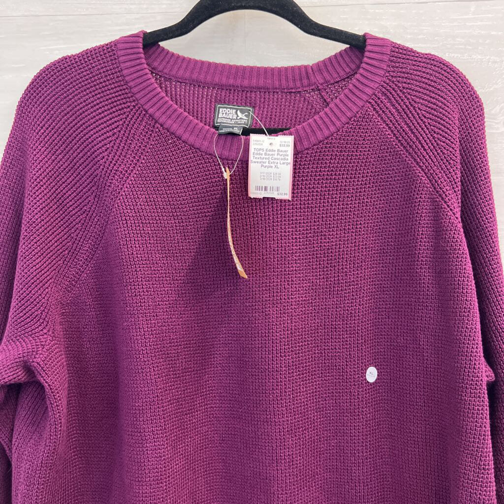 Eddie Bauer Purple Textured Cascadia Sweater Extra Large