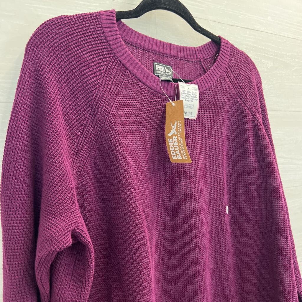 Eddie Bauer Purple Textured Cascadia Sweater Extra Large