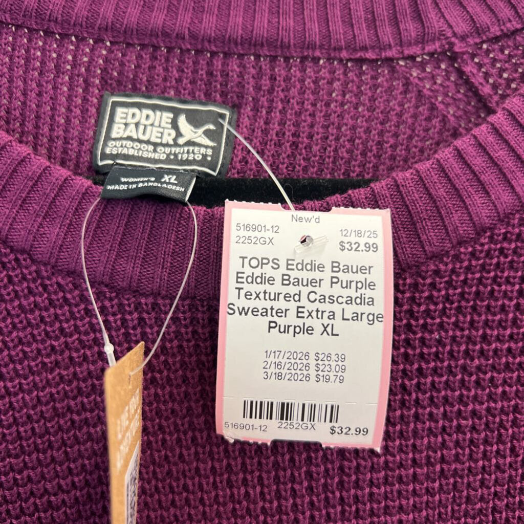 Eddie Bauer Purple Textured Cascadia Sweater Extra Large
