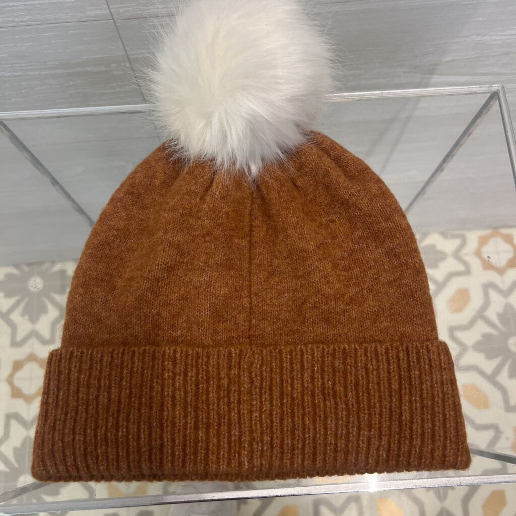 Loft Brown/ White Knit Snowflake Beanie One Size