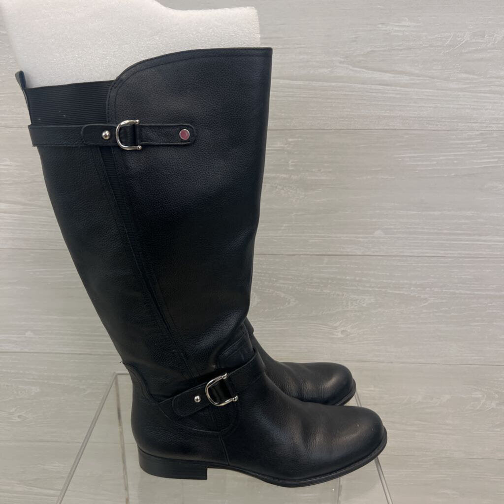 Naturalizer Black Leather Joan Riding Tall Boots 11