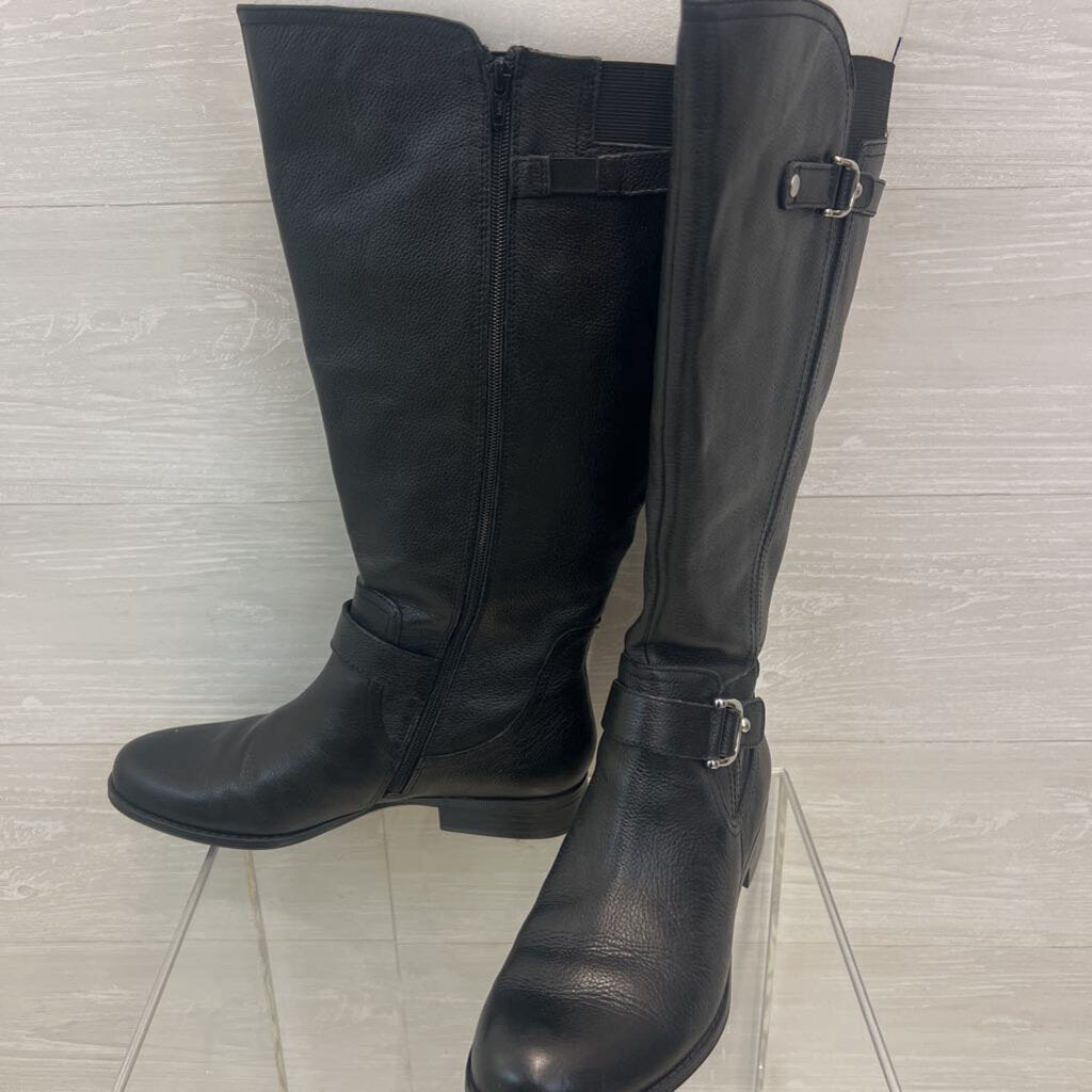Naturalizer Black Leather Joan Riding Tall Boots 11
