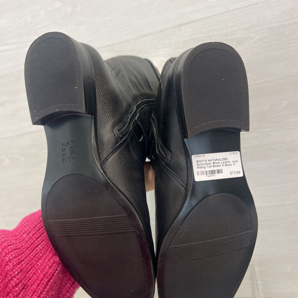 Naturalizer Black Leather Joan Riding Tall Boots 11
