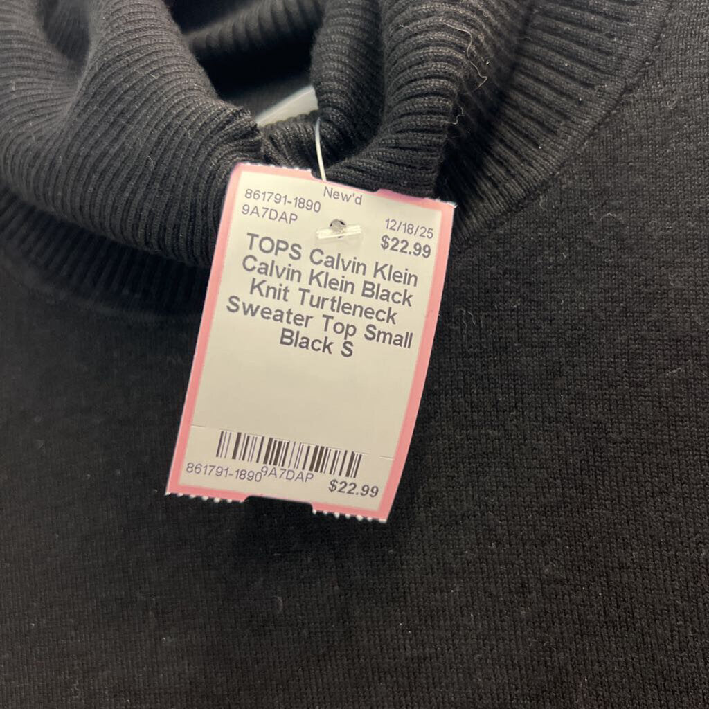 Calvin Klein Black Knit Turtleneck Sweater Top Small
