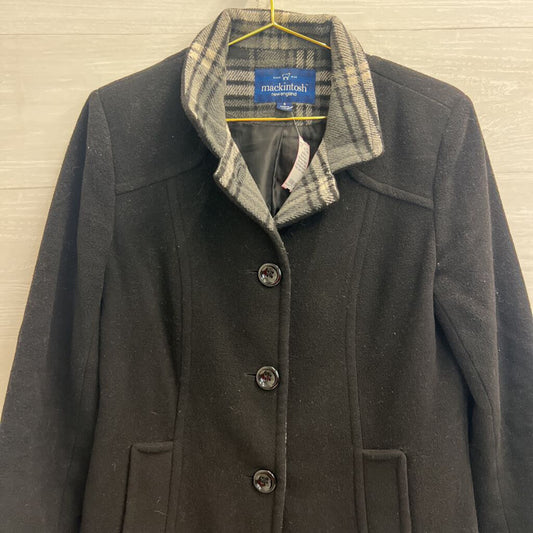 Mackintosh Black/ Grey Plaid Collar Wool Blend Button Front Jacket Small