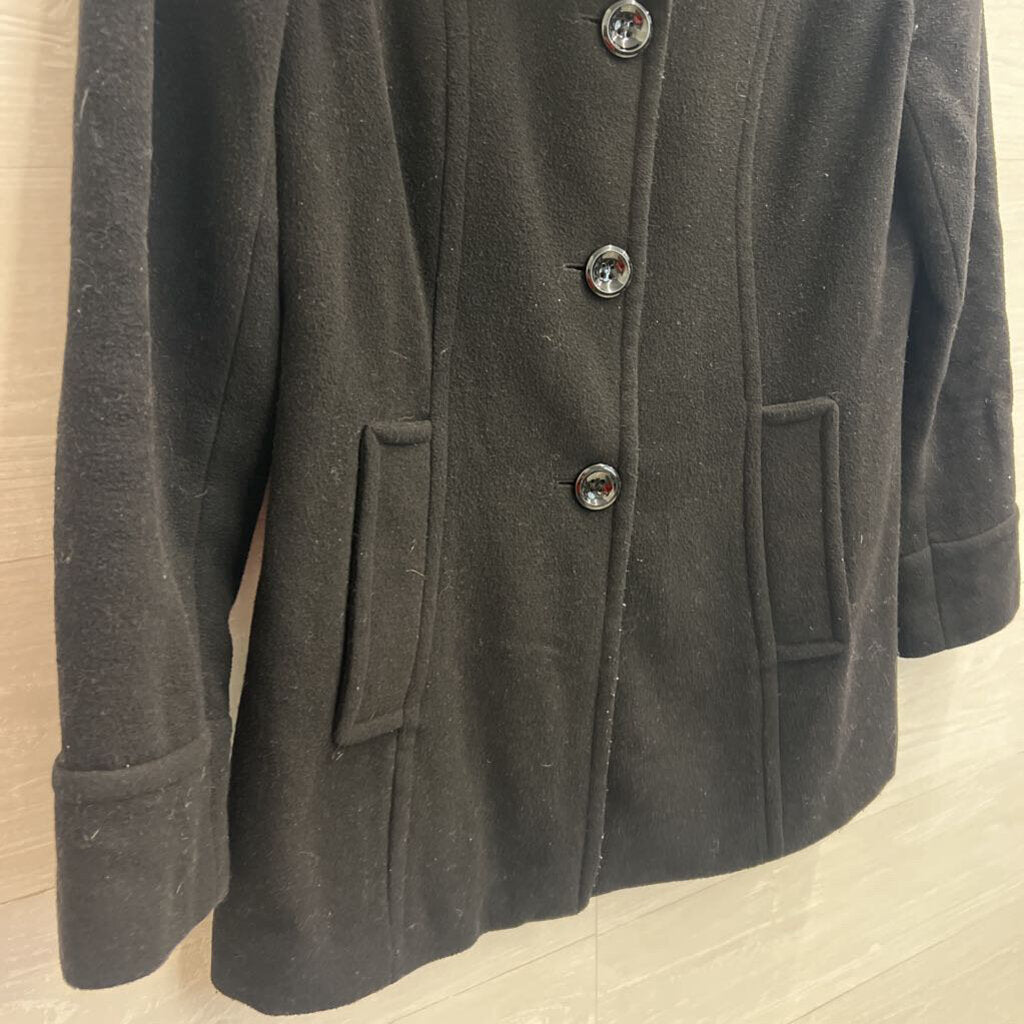 Mackintosh Black/ Grey Plaid Collar Wool Blend Button Front Jacket Small