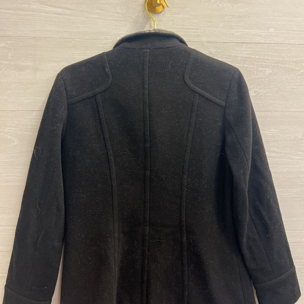 Mackintosh Black/ Grey Plaid Collar Wool Blend Button Front Jacket Small