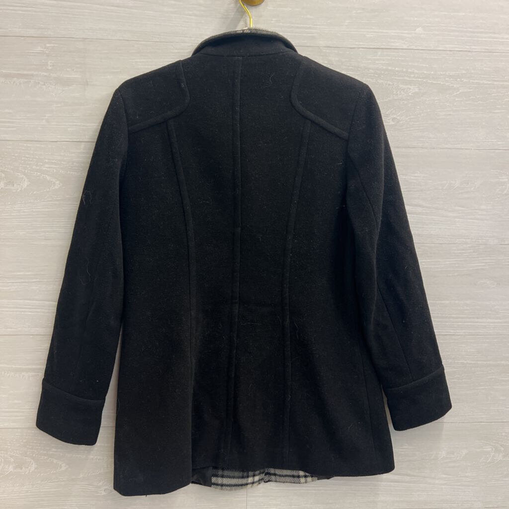 Mackintosh Black/ Grey Plaid Collar Wool Blend Button Front Jacket Small