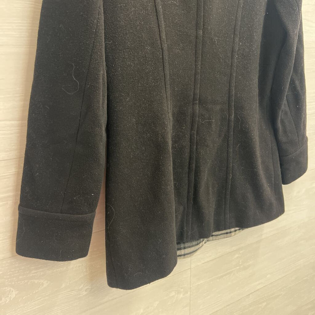 Mackintosh Black/ Grey Plaid Collar Wool Blend Button Front Jacket Small