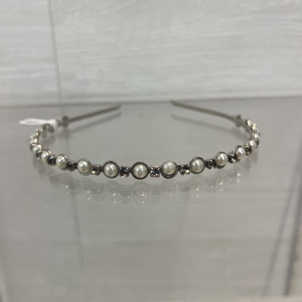 Silver Metal Pearl/ Rhinestone Headband