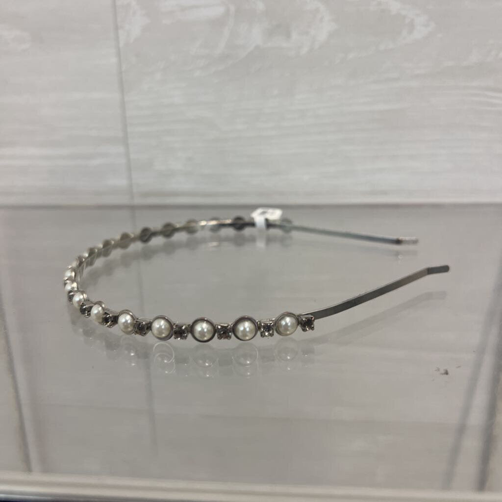 Silver Metal Pearl/ Rhinestone Headband
