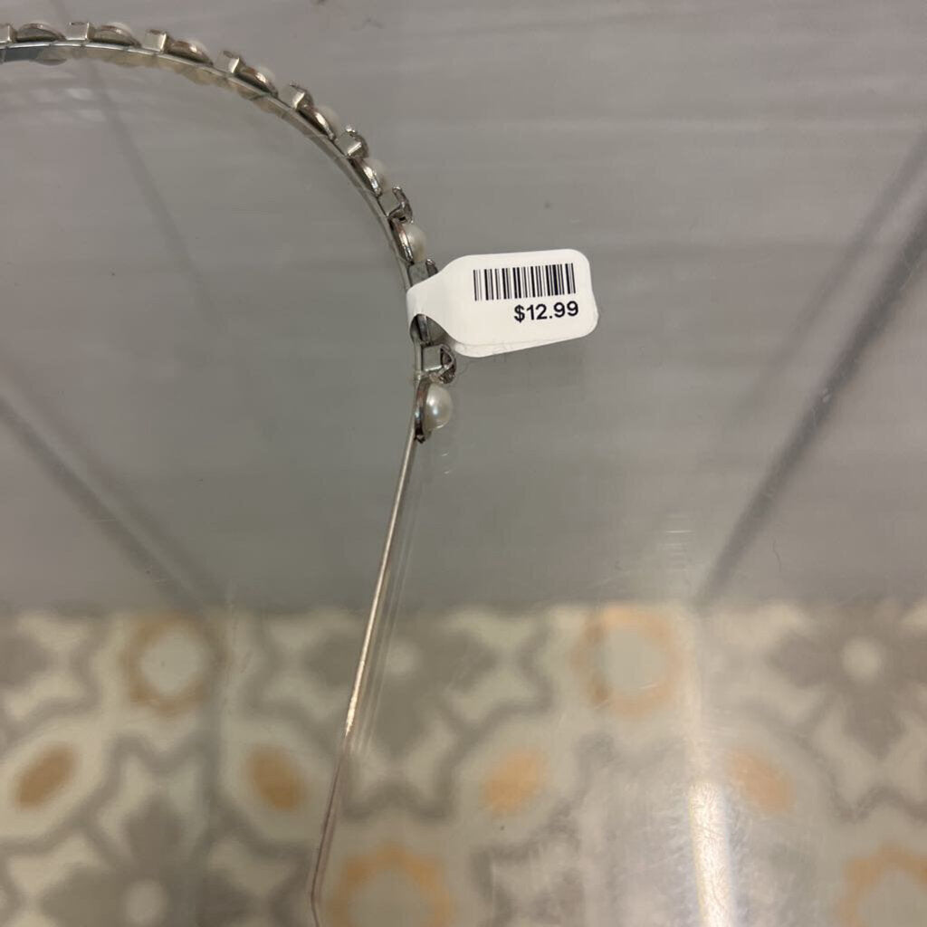 Silver Metal Pearl/ Rhinestone Headband