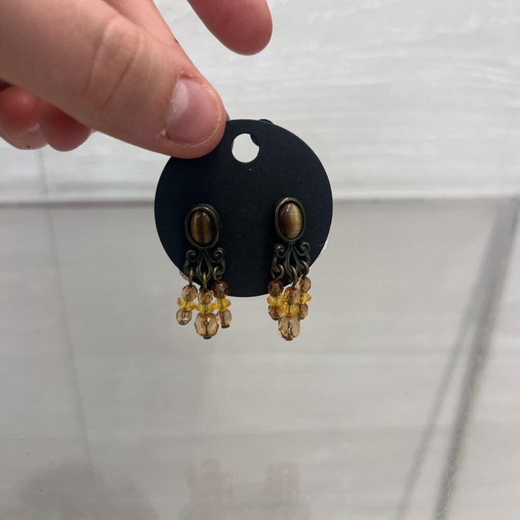 Bronze/ Brown Beaded Drop Earrings