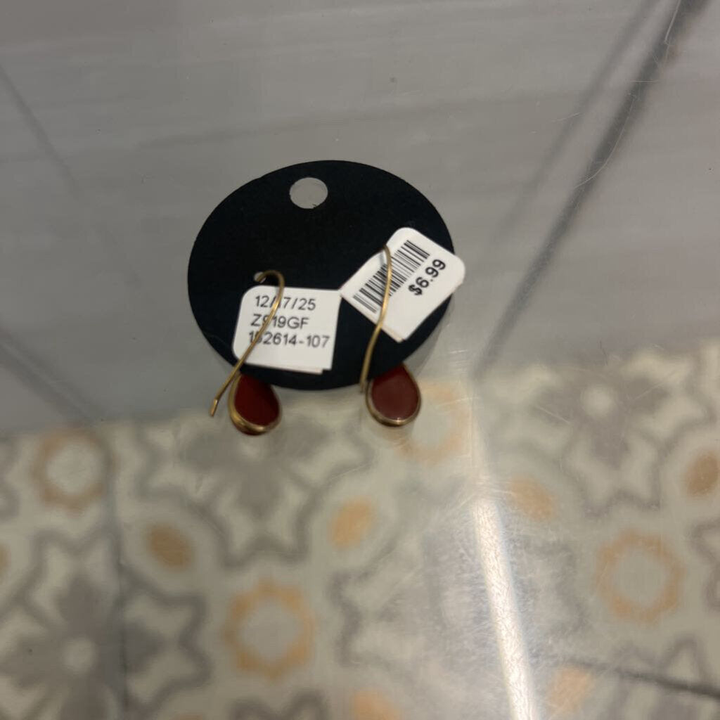 Gold/ Brown Teardrop Earrings