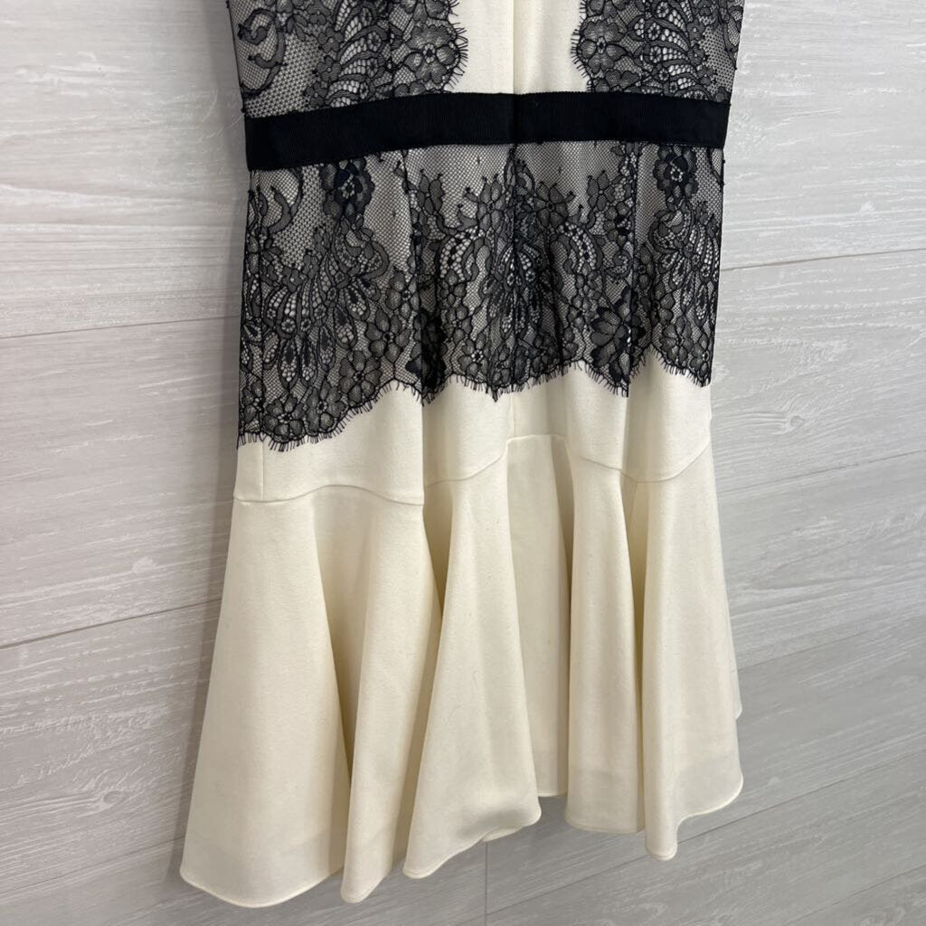 BCBG White/ Black Lace Detail High Neck Mini Dress 2