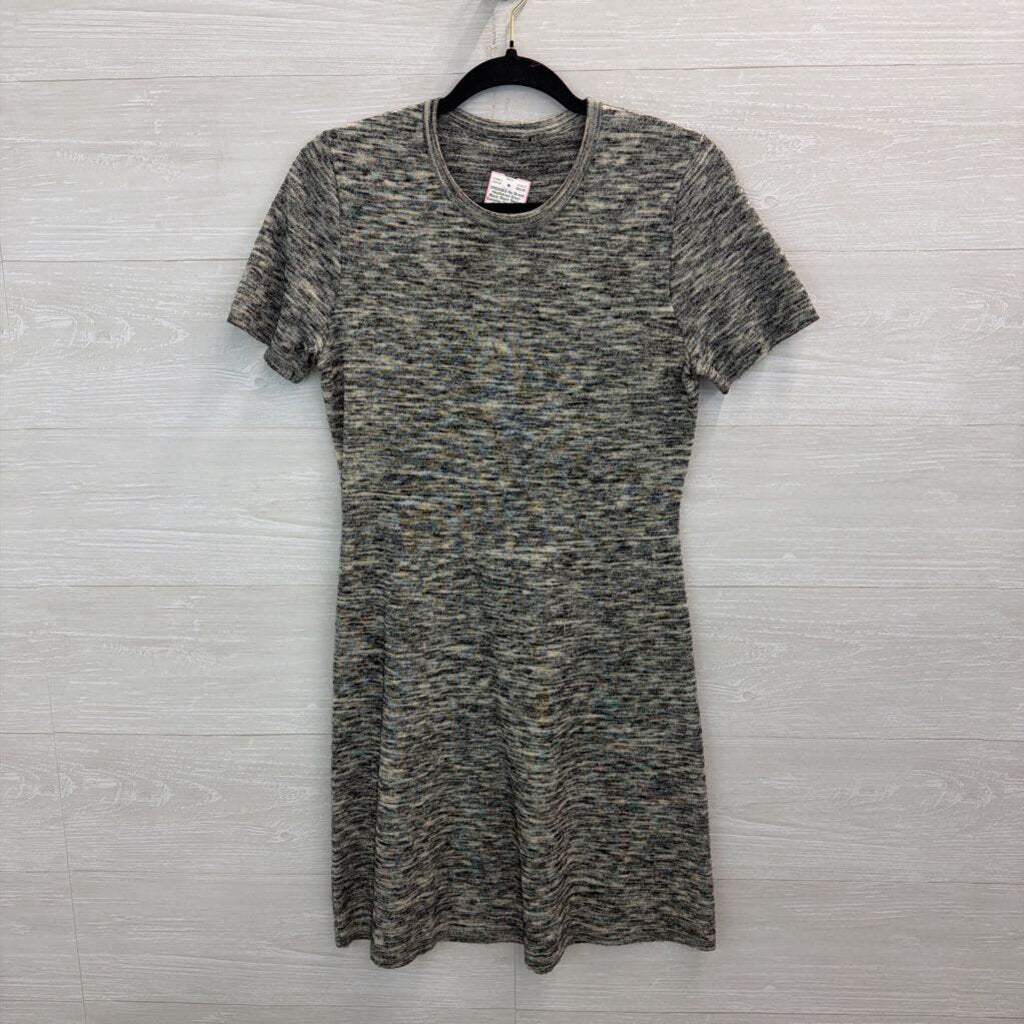 Heathered Grey/ Black Short Sleeve Sweater Dress Small