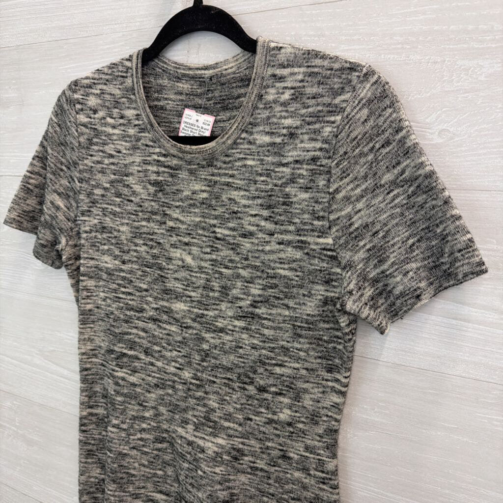 Heathered Grey/ Black Short Sleeve Sweater Dress Small