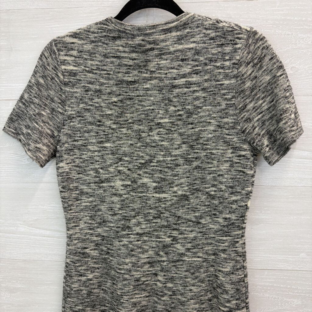 Heathered Grey/ Black Short Sleeve Sweater Dress Small