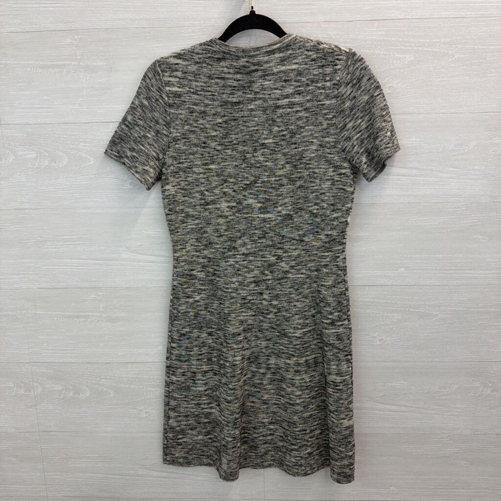 Heathered Grey/ Black Short Sleeve Sweater Dress Small
