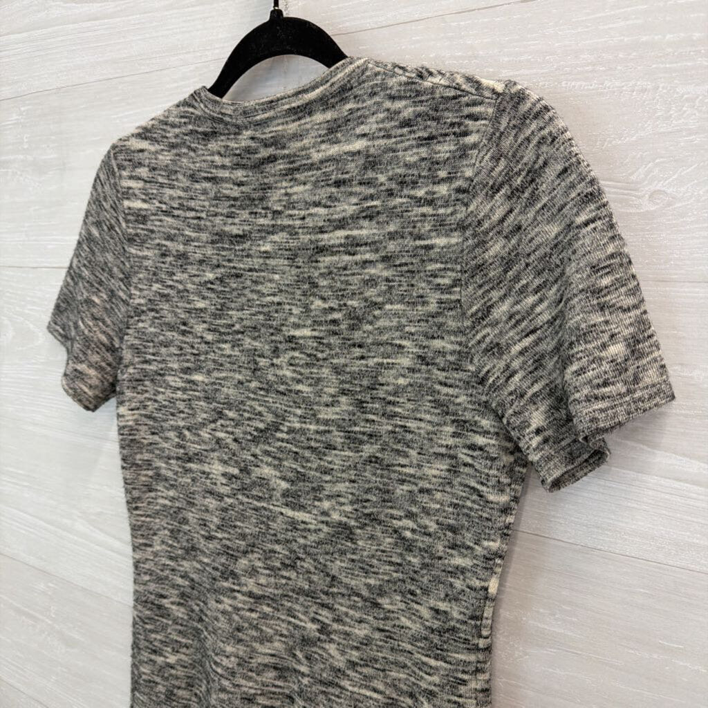 Heathered Grey/ Black Short Sleeve Sweater Dress Small