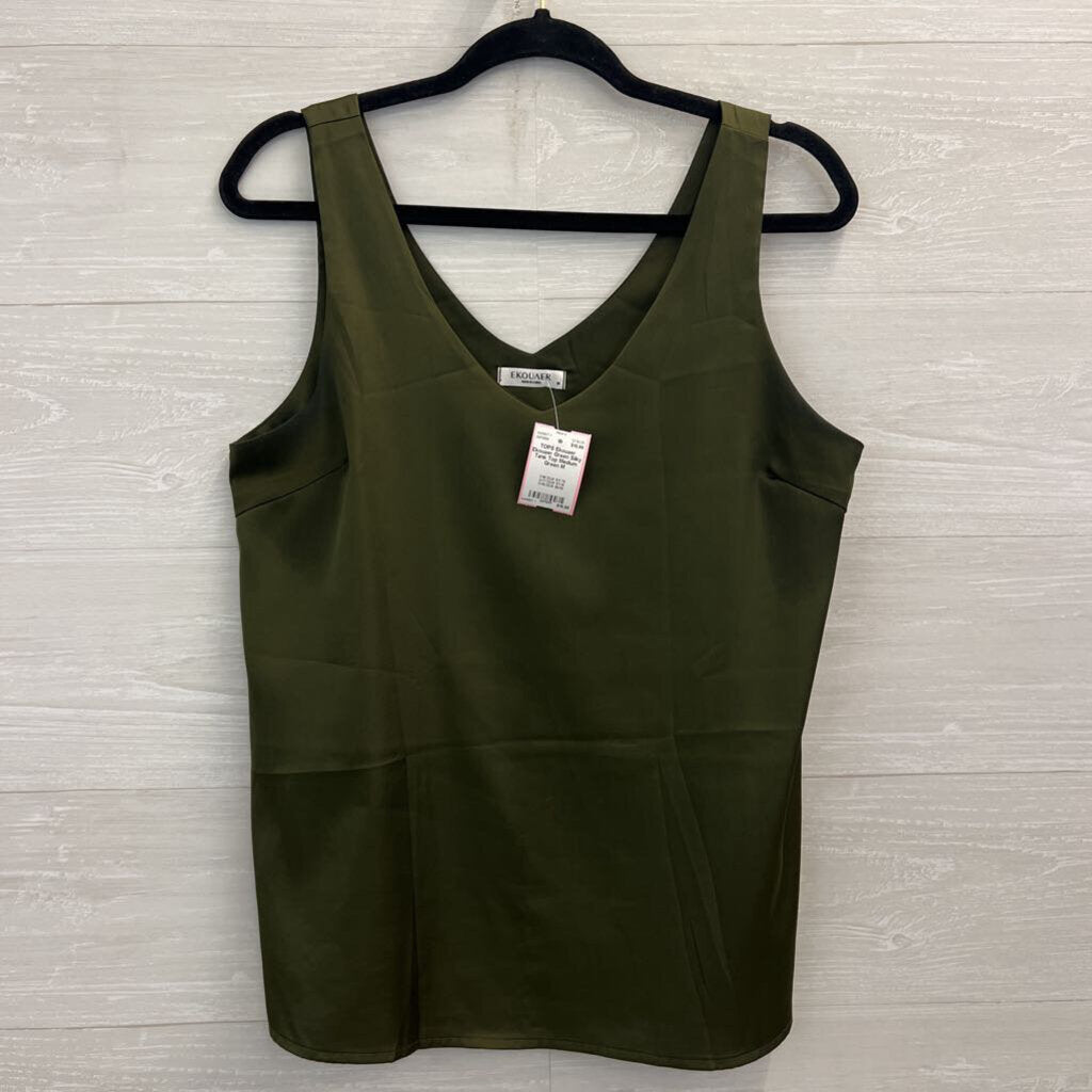 Ekouaer Green Silky Tank Top Medium