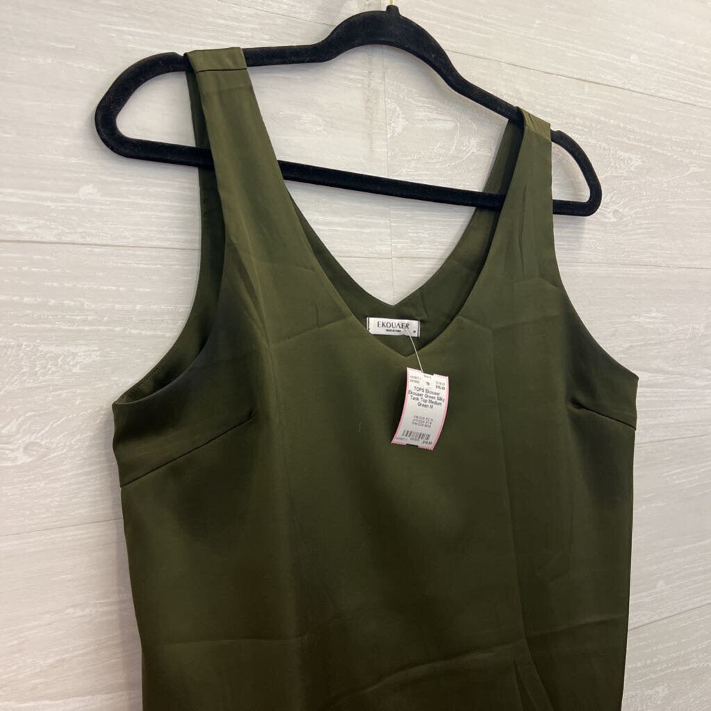 Ekouaer Green Silky Tank Top Medium
