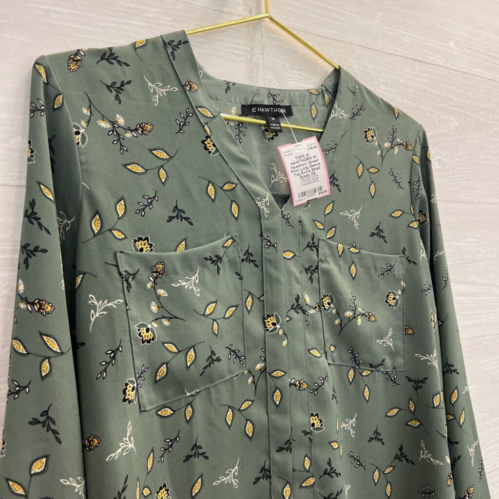41 Hawthorn Green Print Long Sleeve Top Extra Small