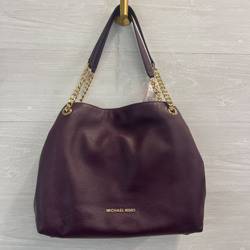Michael Kors Purple Pebbled Leather 3 Compartment Shoulder Purse
