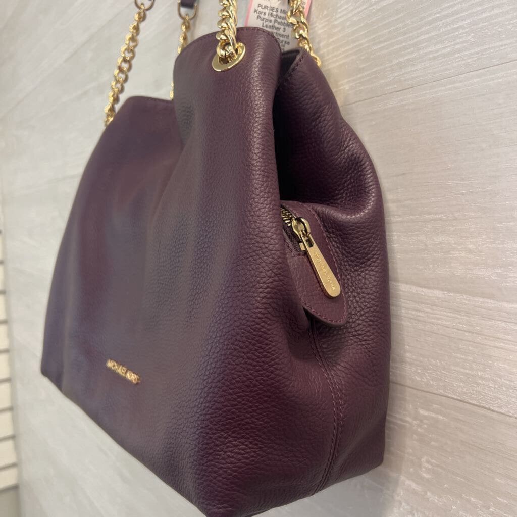 Michael Kors Purple Pebbled Leather 3 Compartment Shoulder Purse