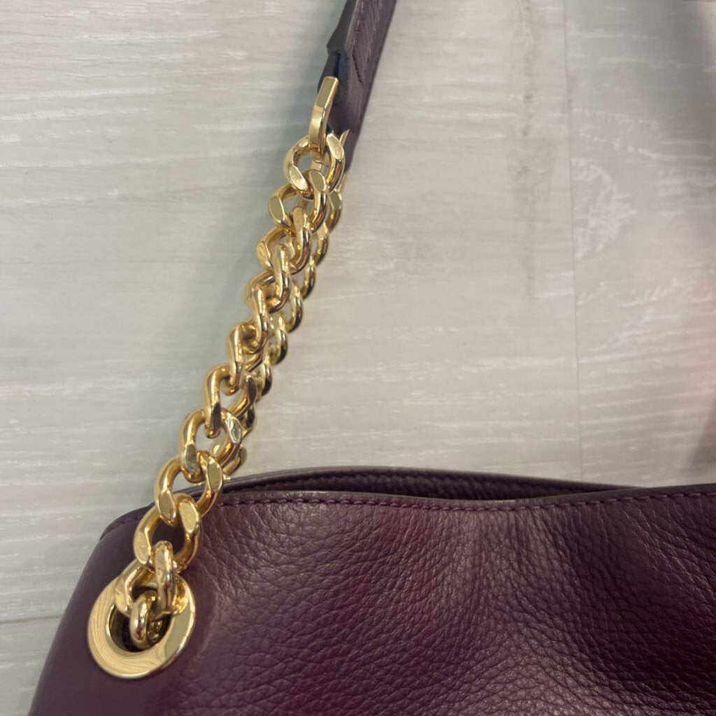 Michael Kors Purple Pebbled Leather 3 Compartment Shoulder Purse