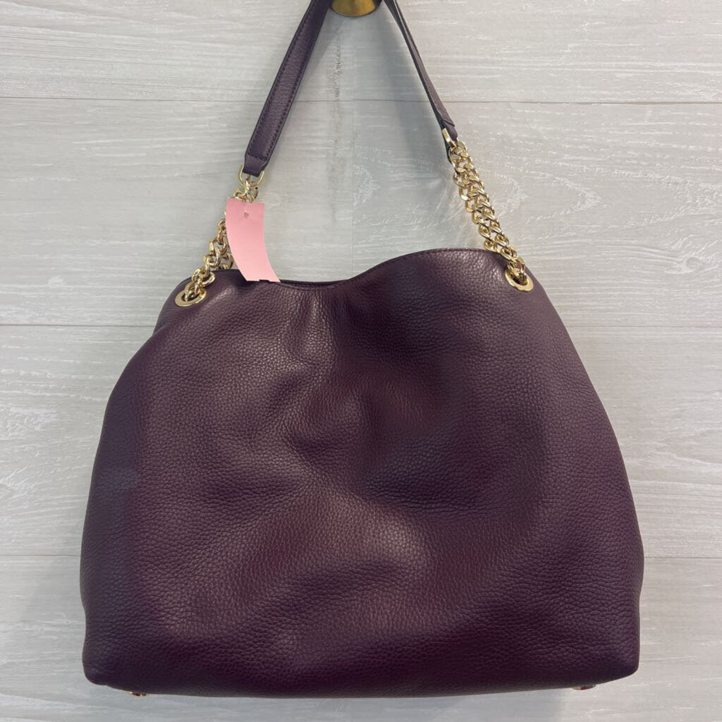 Michael Kors Purple Pebbled Leather 3 Compartment Shoulder Purse