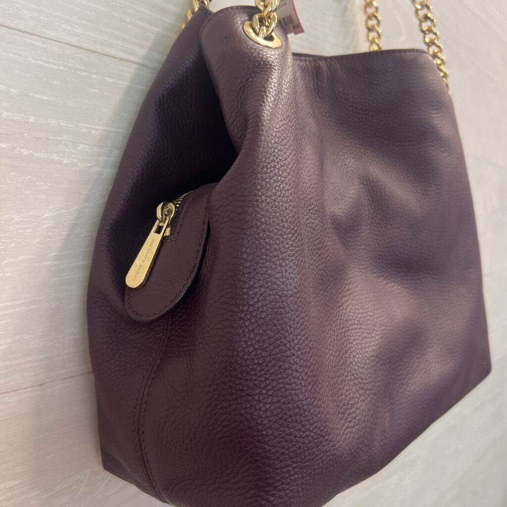 Michael Kors Purple Pebbled Leather 3 Compartment Shoulder Purse