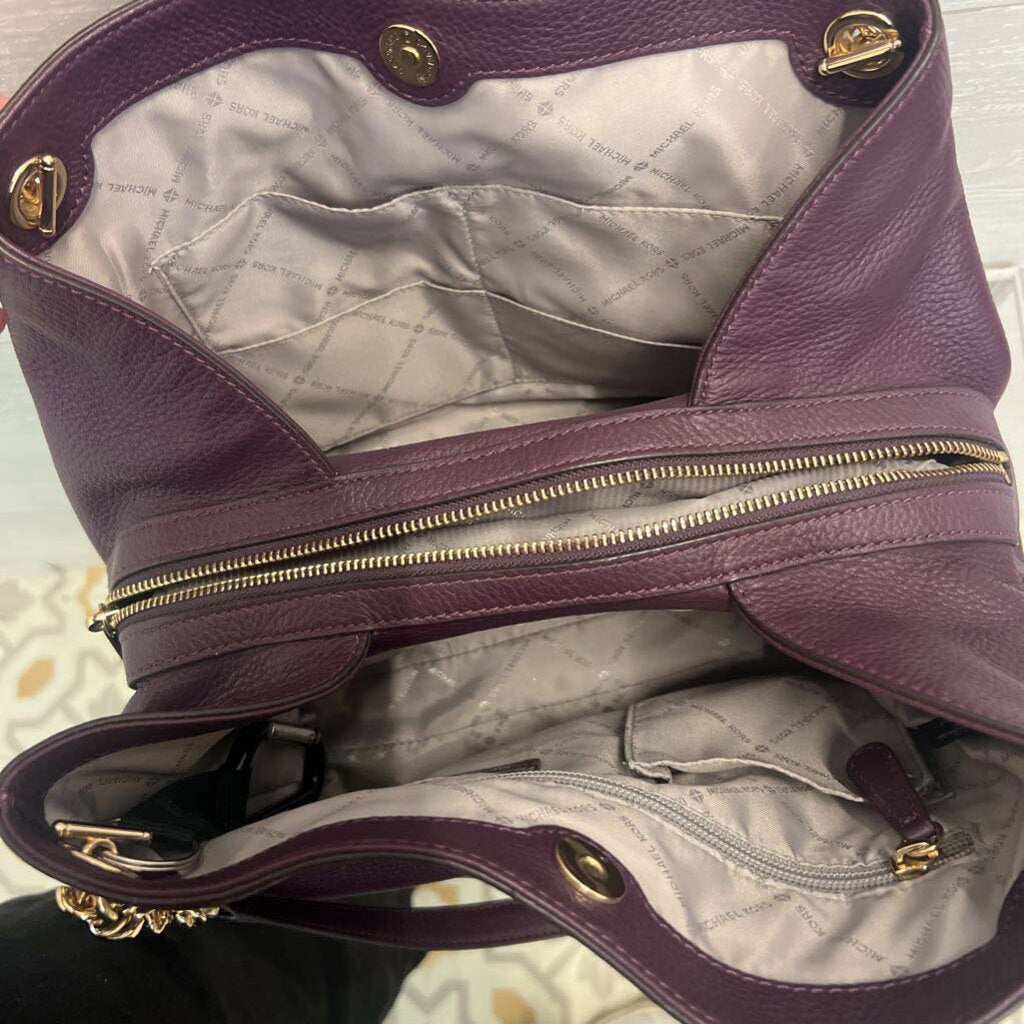 Michael Kors Purple Pebbled Leather 3 Compartment Shoulder Purse